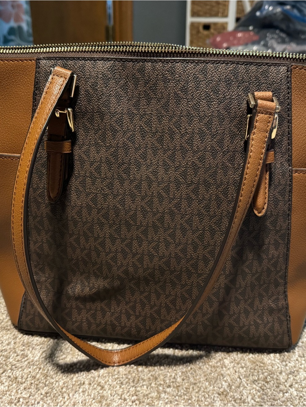 Brown Leather Two Tone Michael Kors Shoulder Bag - Picture 2 of 13